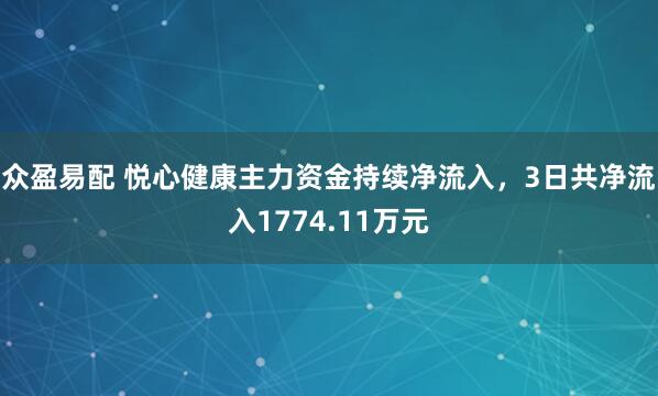 众盈易配 悦心健康主力资金持续净流入，3日共净流入1774.11万元